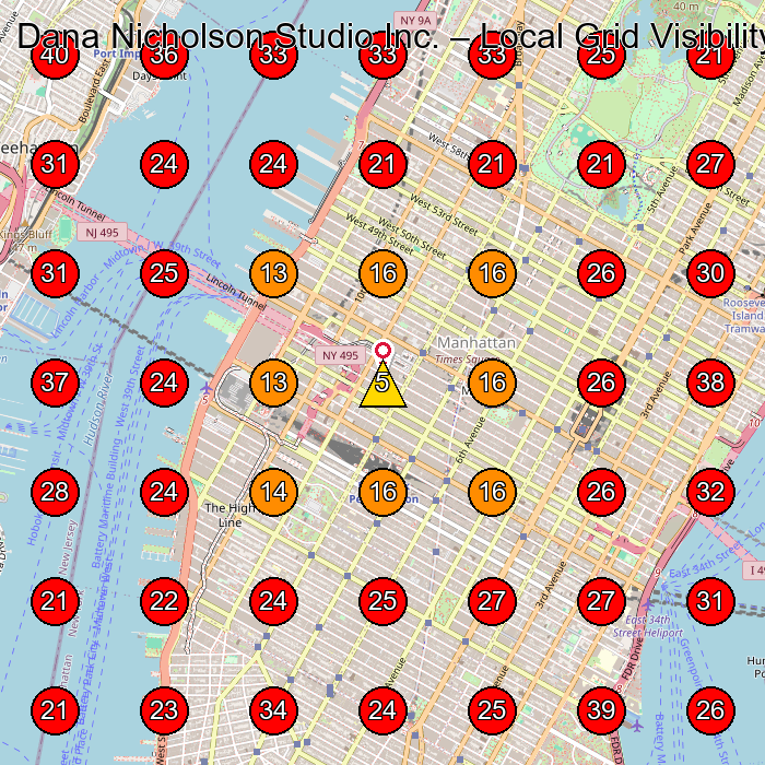 Dana Nicholson Studio Inc. GeoGrid visibility map for Wholesale Grocer in New York